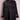 Black denim jacket with colorful floral embroidery on shoulder displayed on pink wire mannequin